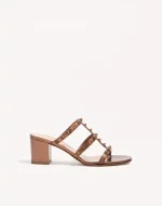 Valentino Rockstud Metallic Calfskin Leather Slide Sandal 60 Mm